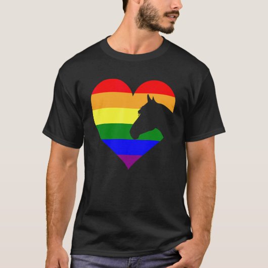 Horse Lgbt Q Cool Gay Pride Rainbow Flag Ally T-shirt (Voorkant)
