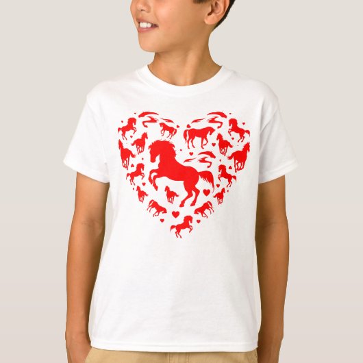 Horse Love Heart Toddlers Valentijnsdag T-shirt (Voorkant)