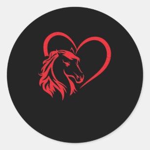Horse Love Horse Head Heart Riding Valentijnsdag Ronde Sticker