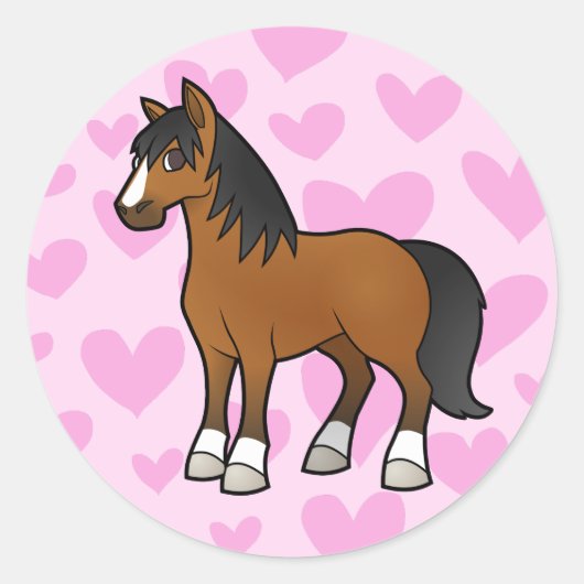 Horse Love Ronde Sticker (Voorkant)