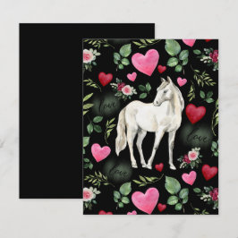 Horse Love Valentine’s Day Card in Black Notitiekaartje