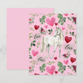 Horse Love Valentine’s Day Card in Pink Notitiekaartje