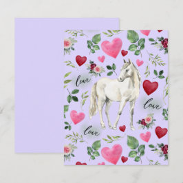 Horse Love Valentine’s Day Card in Purple Notitiekaartje