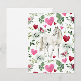 Horse Love Valentine’s Day Card in White Notitiekaartje