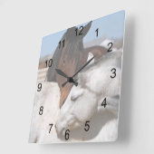 Horse Love Vierkante Klok (Hoek)