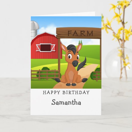 Horse Lover Birthday Kaart (Gele Bloem)