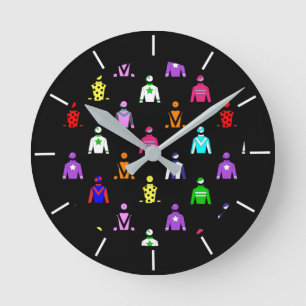 Horse Lover Equestrian Jockey Silks Patterned Ronde Klok
