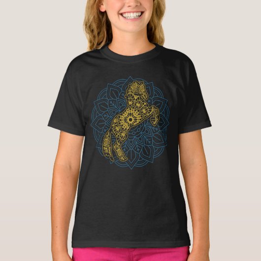 Horse Lover Equestrian Riding Mandala Horses T-shirt (Voorkant)