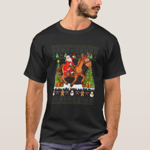 Horse Lover Funny Ugly Santa Riding Horse Christma T-shirt