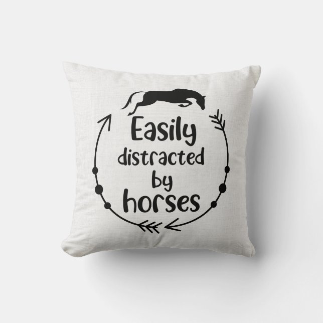 Horse Lover Gray White Burlap Western Equestrian Kussen (Voorkant)