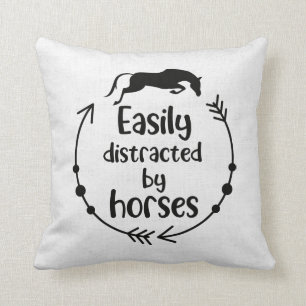 Horse Lover Gray White Burlap Western Equestrian Kussen