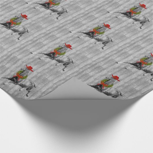 Horse Lover Land Western kerstmanhout Cadeaupapier (Hoek)