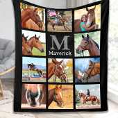Horse Lover Personalized Monogram 11 Foto Collage Fleece Deken