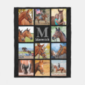 Horse Lover Personalized Monogram 11 Foto Collage Fleece Deken (Voorkant)