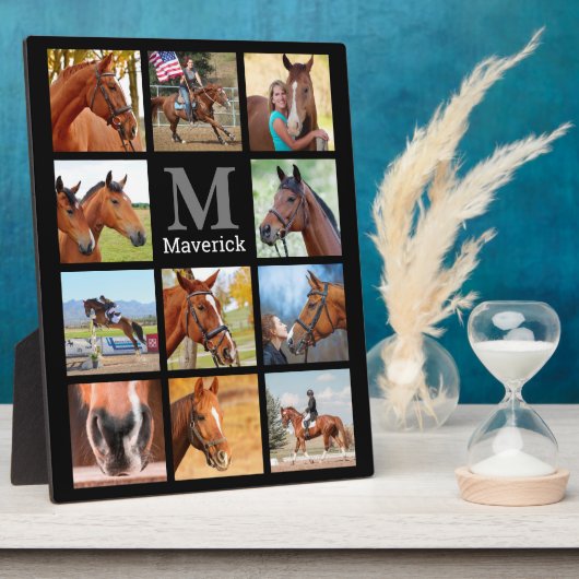 Horse Lover Personalized Monogram 11 Foto Collage Fotoplaat (Zijkant)