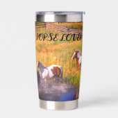 Horse Lover River Scène Geïsoleerde Drinkbeker (Links)