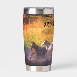 Horse Lover River Scène Geïsoleerde Drinkbeker