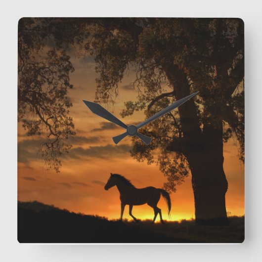 Horse Lover's Clock Vierkante Klok (Voorkant)