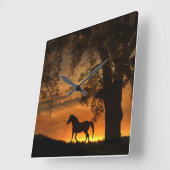 Horse Lover's Clock Vierkante Klok (Hoek)
