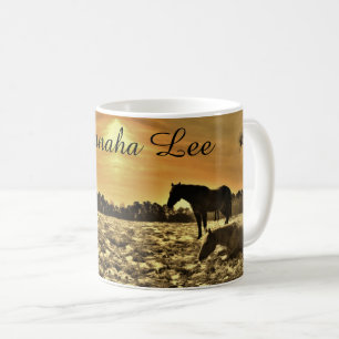Horse Lovers, gepersonaliseerd met de naam Rustic  Koffiemok