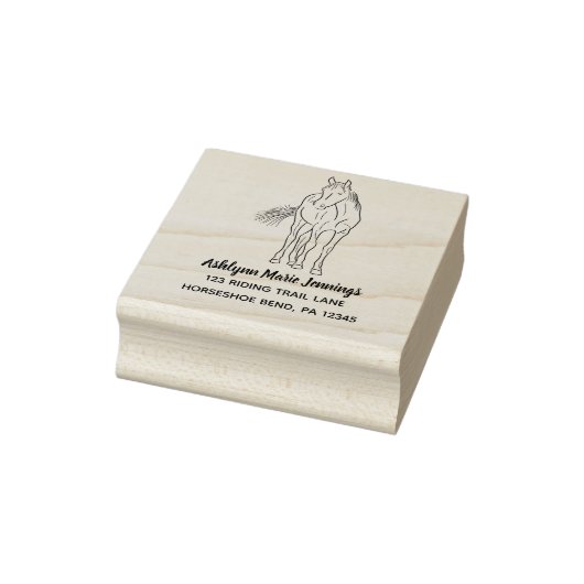 Horse Lovers Square Return-adres Rubberstempel (Stempel)