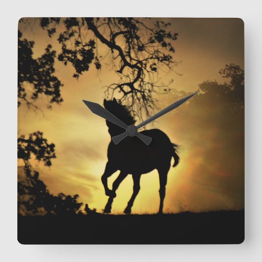 Horse Lover's Wall Clock Vierkante Klok (Voorkant)
