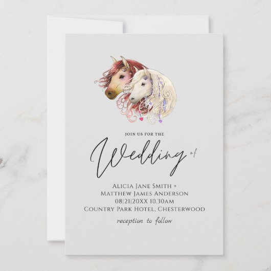 Horse Lovers Wedding Modern Droy (Voorkant)