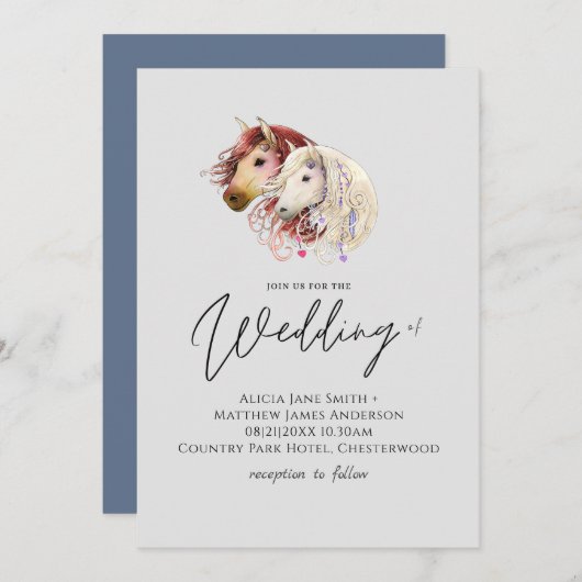 Horse Lovers Wedding Modern Droy (Voorkant / Achterkant)