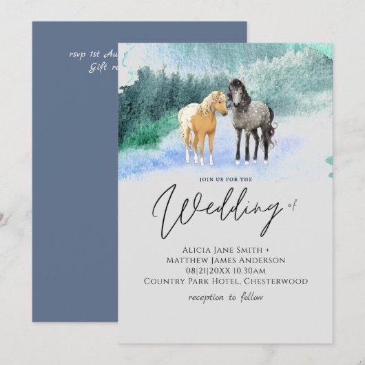 Horse Lovers Wedding Modern Droy (Voorkant / Achterkant)