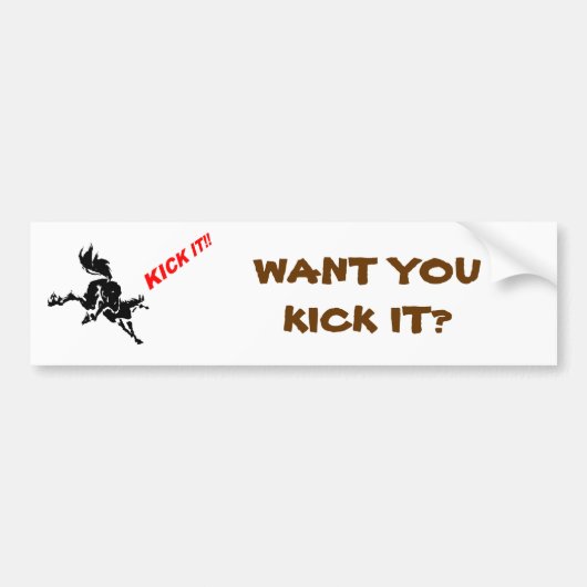 horse loves? to KICK IT! Bumpersticker (Voorkant)