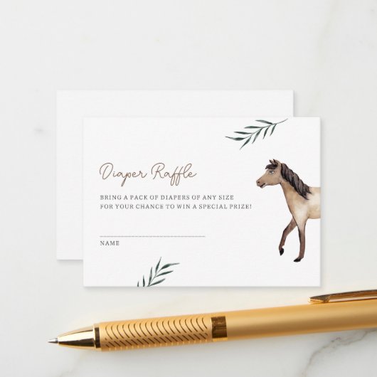 Horse Luier Raffle Enclosure Kaart (Voorkant / Achterkant in situ)