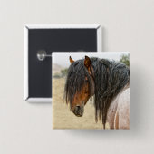Horse Mane Vierkante Button 5,1 Cm (Voorkant /achterkant)