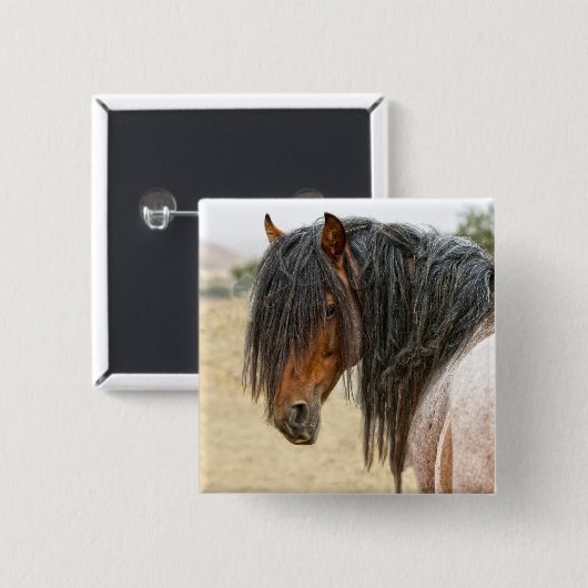 Horse Mane Vierkante Button 5,1 Cm (Voorkant /achterkant)
