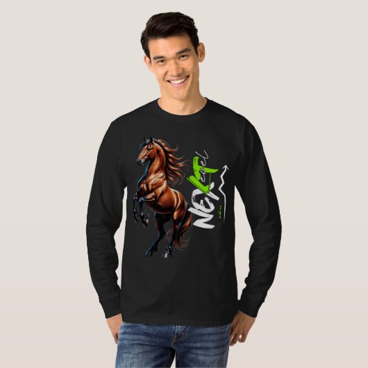 Horse mannen T-shirt Animals Illustratie Horses EN (Voorkant volledig)