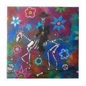 HORSE MARIACHI RIDER DIA DE LOS MUERTOS TEGELTJE (Voorkant)