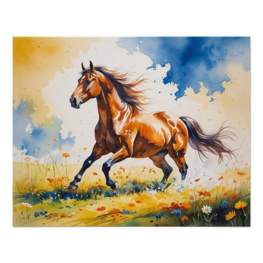 Horse Meadow Glossy Poster | muurkunst (Voorkant)