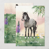  Horse Meadow met Spring Flowers Birthday Kaart (Voorkant / Achterkant)