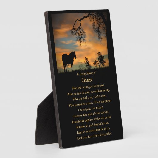 Horse Memorial Horse and Sunset Poem Fotoplaat (Zijkant)