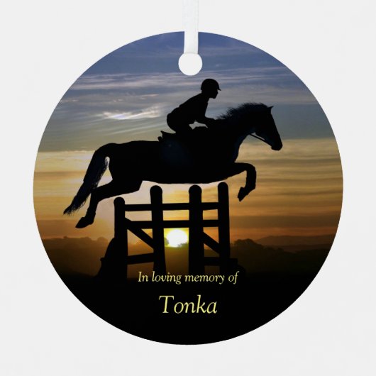 Horse Memorial Hunter Jumper Custom Name Metalen Ornament (Voorkant)