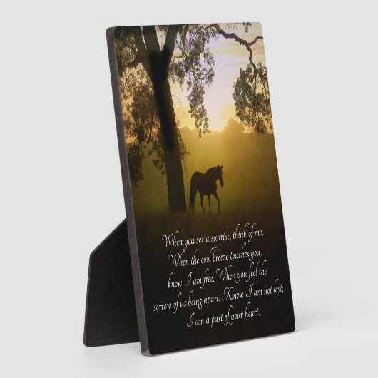 Horse Memorial met Spiritueel gedicht Fotoplaat (Zijkant)