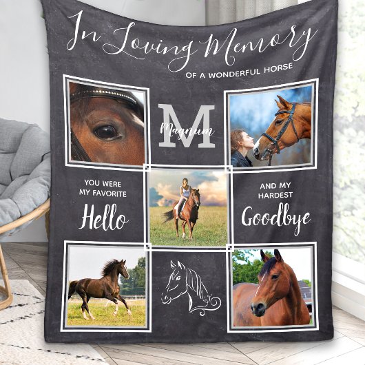 Horse Memorial Personalized 5 Afbeelding Pet Loss Fleece Deken