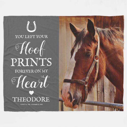 Horse Memorial - Pet Sympathie Gray Fleece Deken (Voorkant (Horizontaal))