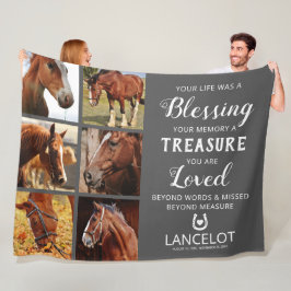 Horse Memorial Photo Collage Fleece Deken