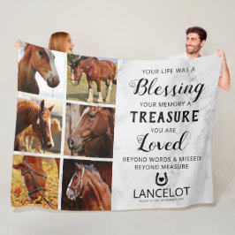 Horse Memorial Photo Collage Fleece Deken