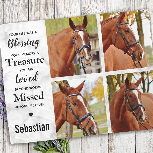 Horse Memorial Photo Collage Fleece Deken