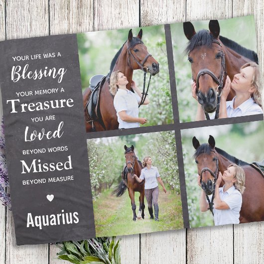 Horse Memorial Photo Collage Fleece Deken