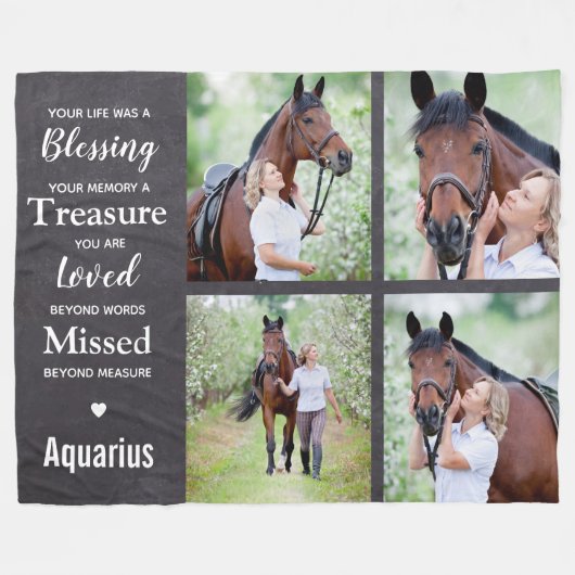 Horse Memorial Photo Collage Fleece Deken (Voorkant (Horizontaal))