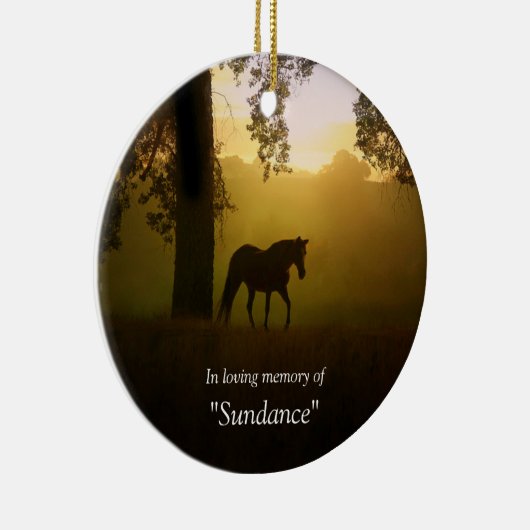 Horse Memorial Sunrise en eikenboom Keramisch Ornament (Rechts)