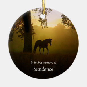 Horse Memorial Sunrise en eikenboom Keramisch Ornament
