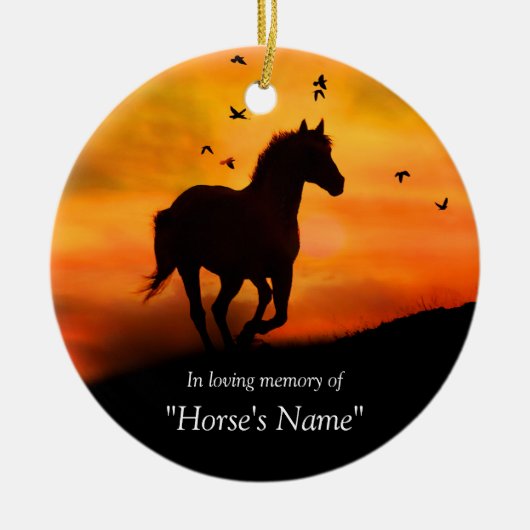 Horse Memorial Tribute Galloping Spiritueel Keramisch Ornament (Voorkant)